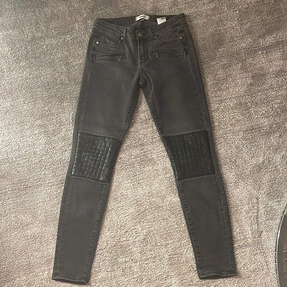 Paige Jeans with Leather and Zipper Details